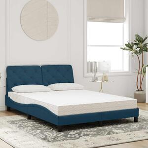 Krevet s madracem plavi 140x190 cm baršunasti - Plava / 140 x 190 cm