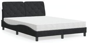 Krevet s madracem crni 140x200 cm baršunasti - Crna / 140 x 200 cm