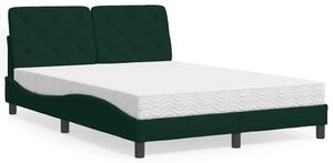 Krevet s madracem tamnozeleni 140x190 cm baršunasti - Zelena / 140 x 190 cm