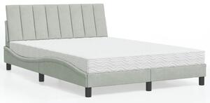 Krevet s madracem Hanko svjetlosivi 140x190 cm baršunasti - Siva / 140 x 190 cm