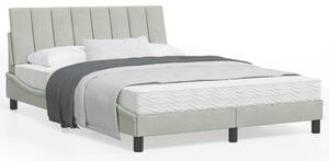 Krevet s madracem Hanko svjetlosivi 120 x 200 cm baršunasti - Siva / 120 x 200 cm