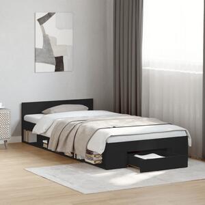 Okvir kreveta s ladicom crni 90 x 190 cm konstruirano drvo - Crna / 90 x 190 cm