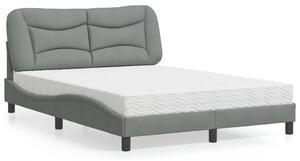 Krevet s madracem Hvar svjetlosivi 140x190 cm od tkanine - Siva / 140 x 190 cm