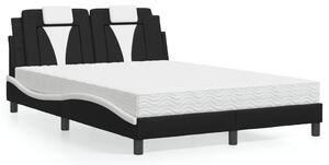 Krevet Viana s madracem crno-bijeli 140 x 200 cm od umjetne kože - Crna / 140 x 200 cm