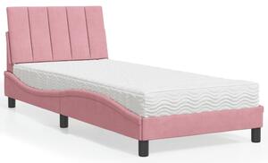 Krevet s madracem Hanko ružičasti 80 x 200 cm baršunasti - Ružičasti / 80 x 200 cm