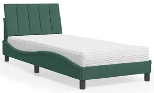 Krevet s madracem Hanko tamnozeleni 80 x 200 cm baršunasti - Zelena / 80 x 200 cm
