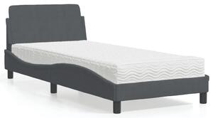 Krevet s madracem Dover tamnosivi 80 x 200 cm baršunasti - Siva / 80 x 200 cm