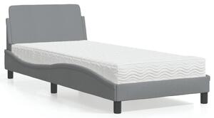 Krevet s madracem Dover svjetlosivi 90x190 cm od tkanine - Siva / 90 x 190 cm