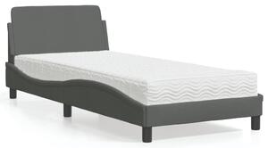 Krevet s madracem Dover tamnosivi 90x200 cm od tkanine - Siva / 90 x 200 cm