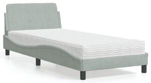 Krevet s madracem Dover svjetlosivi 80 x 200 cm baršunasti - Siva / 80 x 200 cm