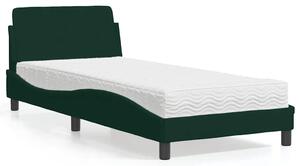 Krevet s madracem Dover tamnozeleni 80 x 200 cm baršunasti - Zelena / 80 x 200 cm