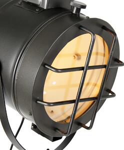 Tronožna podna svjetiljka crna s drvenim studio spotom - Shiny