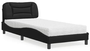 Krevet s madracem Hvar crni 90 x 200 cm od umjetne kože - Crna / 90 x 200 cm