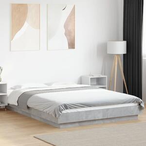 Okvir kreveta s LED svjetlima boja betona 120 x 190 cm drveni - Siva / 120 x 190 cm