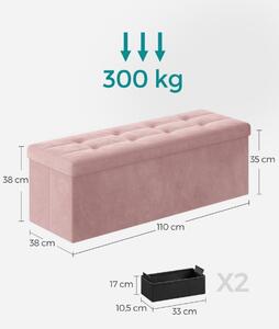 Tabure s prostorom za pohranu OTTOMAN 110x38 cm, ružičasti
