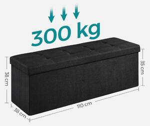 Taburet s prostorom za pohranu OTTOMAN 110x38 cm, crni