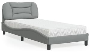 Krevet s madracem Hvar svjetlosivi 90x200cm tkanina - Siva / 90 x 200 cm