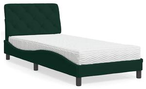 Krevet s madracem tamnozeleni 90x200 cm baršunasti - Zelena / 90 x 200 cm