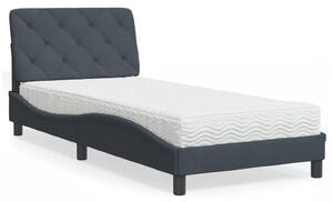 Krevet s madracem tamnosivi 90x200 cm baršunasti - Siva / 90 x 200 cm