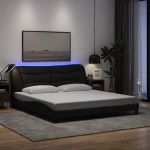 Okvir kreveta s LED-om bez madraca Hvar crni 180x200 cm od tkanine - Crna / 180 x 200 cm
