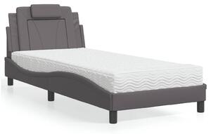 Krevet Viana s madracem sivi 80 x 200 cm od umjetne kože - Siva / 80 x 200 cm