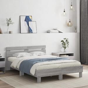 Okvir kreveta s uzglavljem i LED boja hrasta 120x190 cm - Siva / 120 x 190 cm