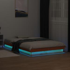 LED okvir kreveta voštano smeđi 135x190 cm od masivne borovine - Smeđa / 135 x 190 cm