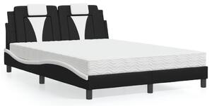 Krevet Viana s madracem crno-bijeli 120 x 200 cm od umjetne kože - Crna / 120 x 200 cm