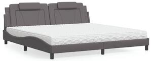 Krevet Viana s madracem sivi 200 x 200 cm od umjetne kože - Siva / 200 x 200 cm