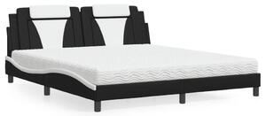 Krevet Viana s madracem crno-bijeli 180 x 200 cm od umjetne kože - Crna / 180 x 200 cm