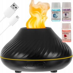 Led rgb črn difuzor vlažilec zraka izparjevalnik 130ml usb + arome - ruhhy