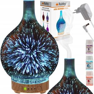 3v1 led rgb steklen difuzor vlažilec zraka izparjevalnik in projektor 100ml + arome - ruhhy