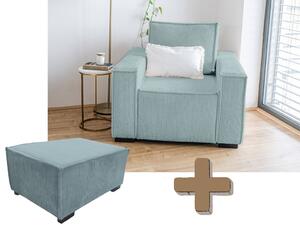 Fotelja s tabureom SMART SET, svijetlo plava