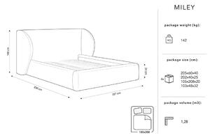 Bež tapecirani bračni krevet s prostorom za pohranu s podnicom 180x200 cm Miley - Micadoni Home