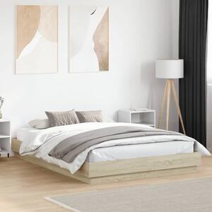 Okvir kreveta s LED svjetlima boja hrasta sonome 150 x 200 cm - Smeđa / 150 x 200 cm