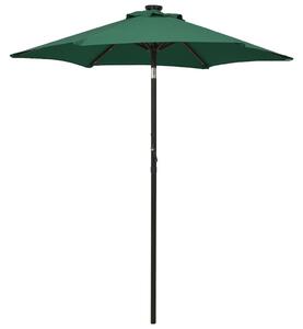 Vrtni suncobran s LED svjetlima zeleni 200 x 211 cm aluminijski - Zelena / N/A