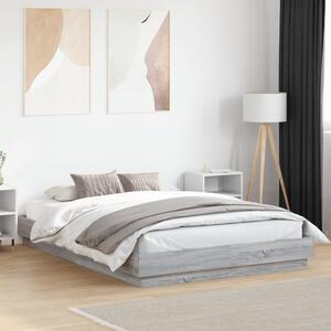 Okvir kreveta s LED svjetlima siva boja hrasta 140 x 200 cm - Siva / 140 x 200 cm
