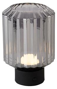 Moderna stolna svjetiljka crna s dimnim staklom punjiva - Millie