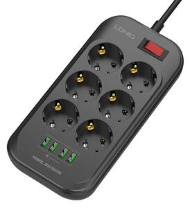 Električna podjela 6 utičnice 230V 4x USB punilo 3.4a crna 2m 2m