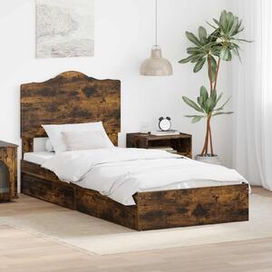 Krevet s od storage s ladicama Dimljeni hrast 70 x 190 cm - Smeđa / 70 x 190 cm