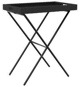 VidaXL Sklopivi stol s pladnjem crni 65 x 40 x 75 cm od poliratana