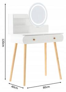 Bijeli toaletni stolić s LED ogledalom