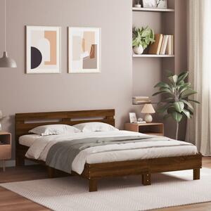Okvir kreveta s uzglavljem LED smeđa boja hrasta 150 x 200 cm - Smeđa / 150 x 200 cm