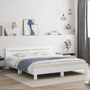 Okvir kreveta s uzglavljem i LED svjetlima bijeli 200 x 200 cm - Bijela / 200 x 200 cm