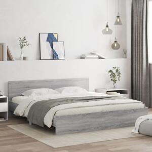 Okvir kreveta s uzglavljem LED siva boja hrasta 180 x 200 cm - Siva / 180 x 200 cm