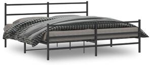 Metalni okvir kreveta s uzglavljem i podnožjem crni 200x200 cm - Crna / 200 x 200 cm