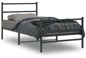 Metalni okvir kreveta s uzglavljem i podnožjem crni 100x200 cm - Crna / 100 x 200 cm