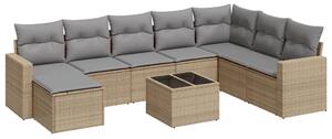 VidaXL 9-dijelni set vrtnih sofa s jastucima bež od poliratana