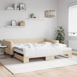 Dnevni krevet na razvlačenje krem 100 x 200 cm od tkanine - Krema / 100 x 200 cm