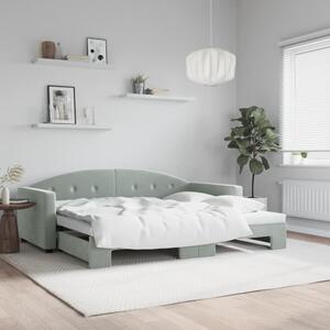 Dnevni krevet na razvlačenje svjetlosivi 90 x 190 cm baršunasti - Siva / 90 x 190 cm